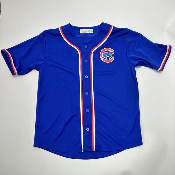 Chicago Cubs Jersey Youth L (14/16) Royal Blue Full-button Replica MLB Baseball - Picture 1 of 8